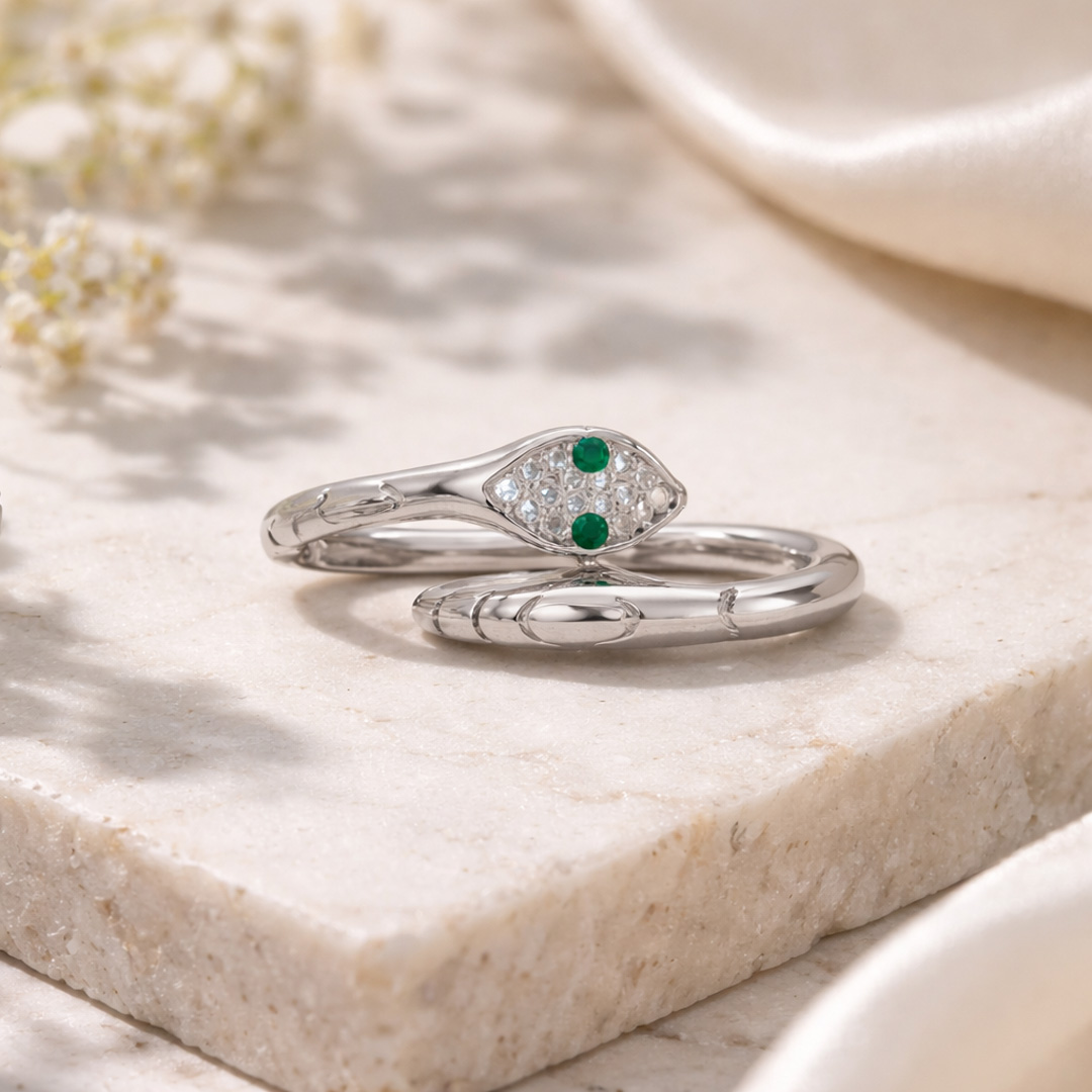 Mystic Serpent Pave Open Ring