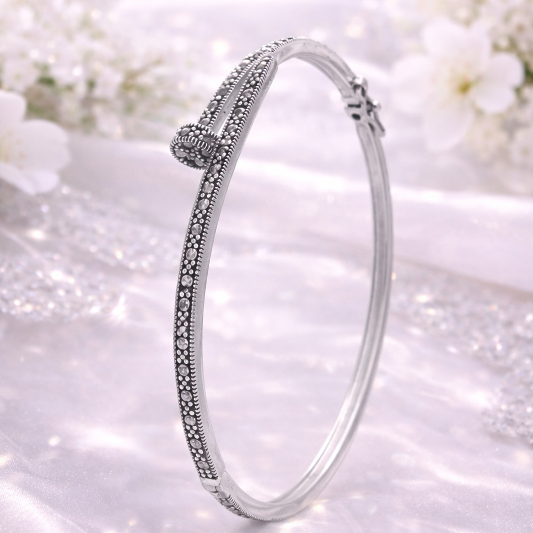 Silver Rivet Bangle