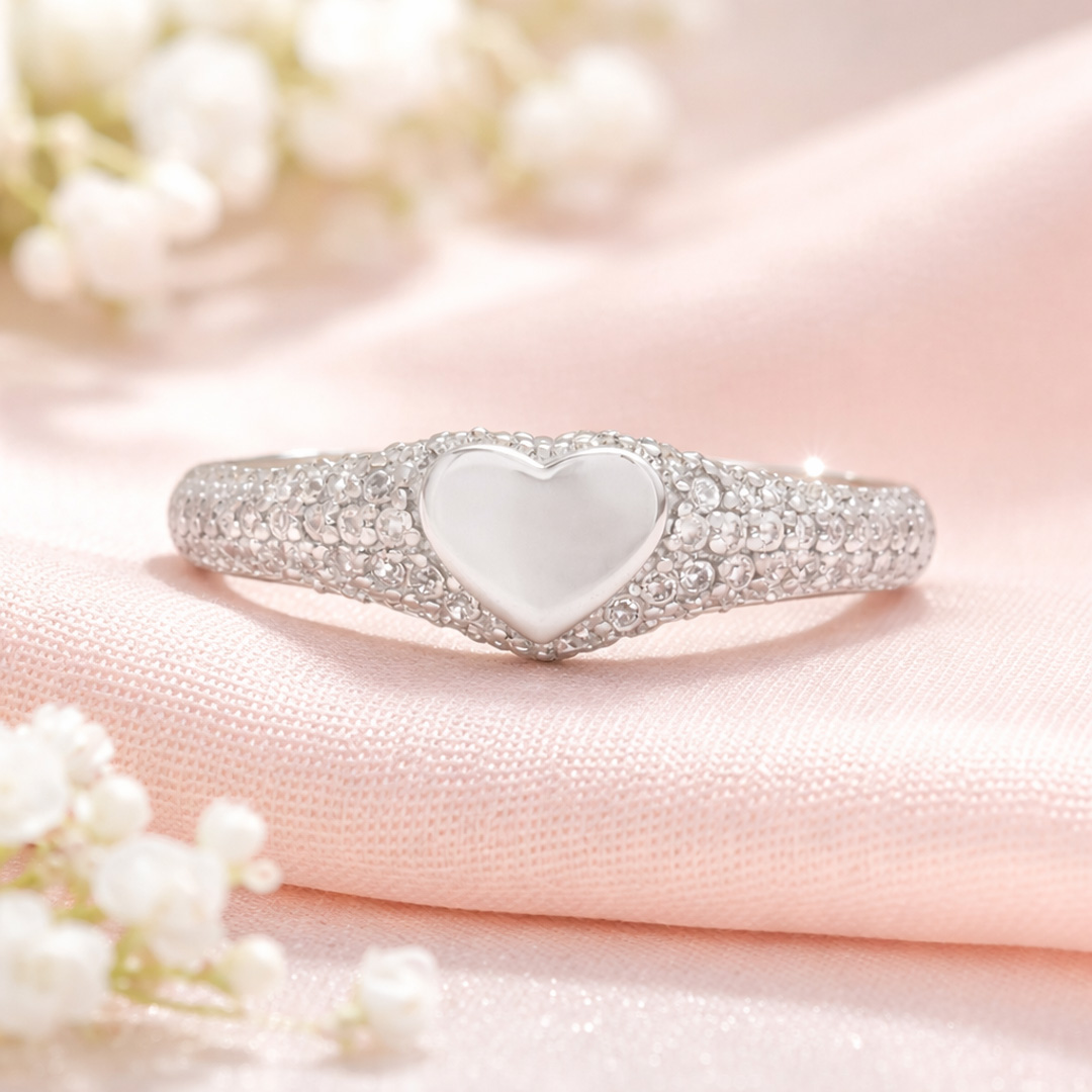 Heart Signet Pave Ring