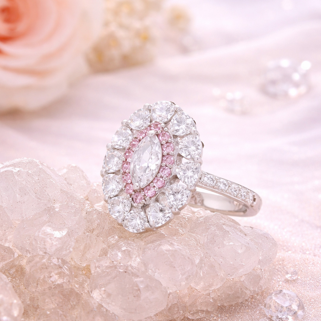 A Flower from My Heart Rhodium Plated Ring