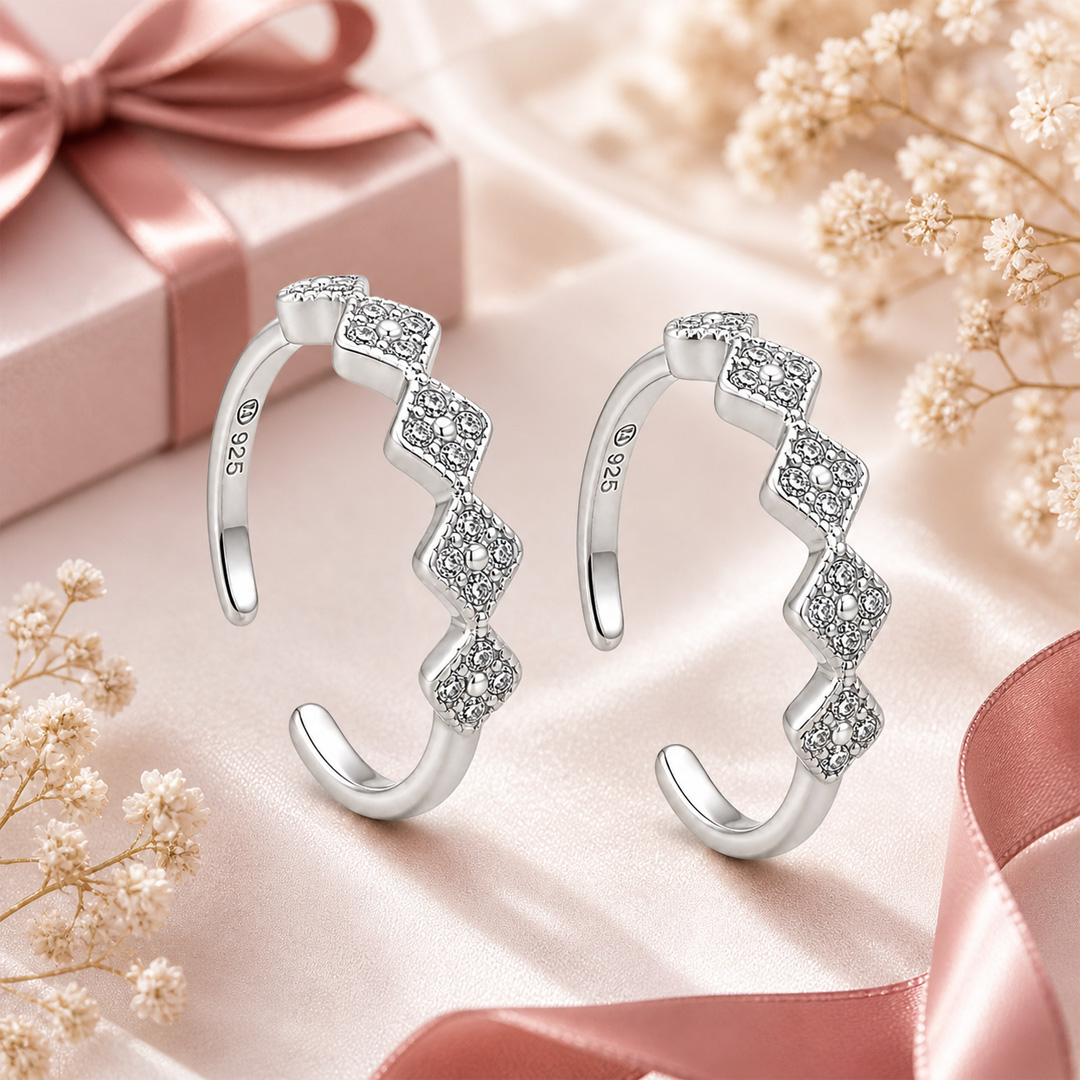 925 Sterling Silver Geometric Diamond-Shaped Adjustable Toe Rings