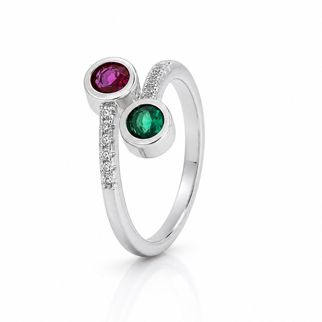 Vibrant Ruby & Emerald Gemstone Open Cuff Toe Ring in Sterling Silver