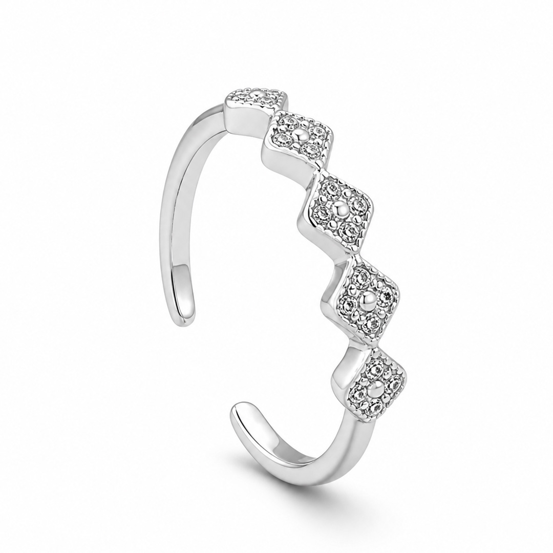 925 Sterling Silver Geometric Diamond-Shaped Adjustable Toe Rings