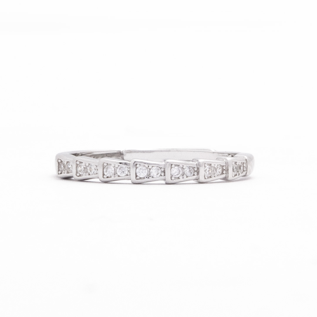 Geometric Pavé Panel Ring