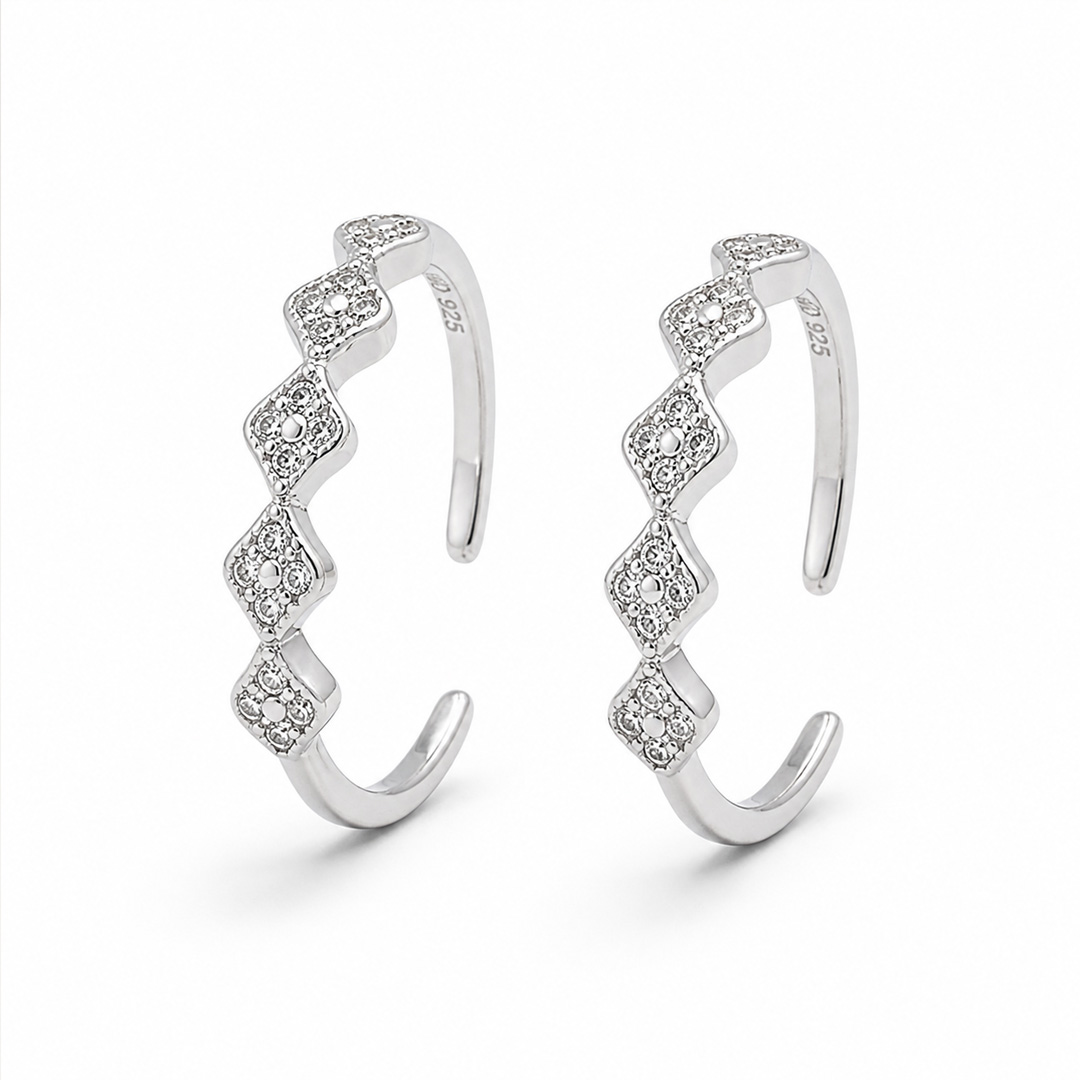 925 Sterling Silver Geometric Diamond-Shaped Adjustable Toe Rings