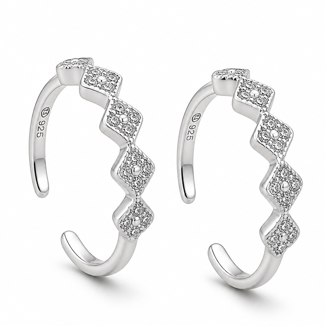 925 Sterling Silver Geometric Diamond-Shaped Adjustable Toe Rings