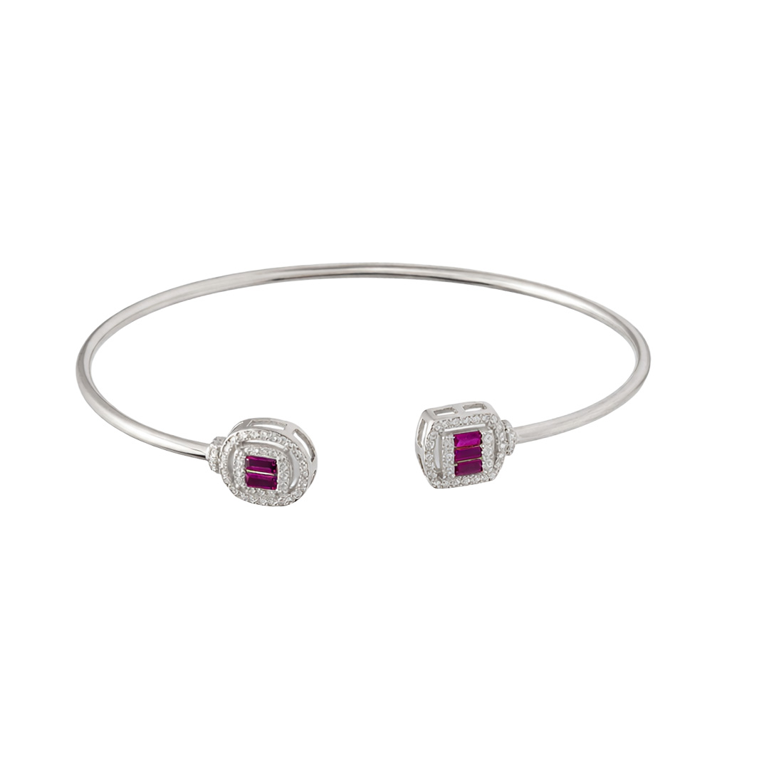 Tiny Red Bangle Bracelet with Dazzling Gemstones