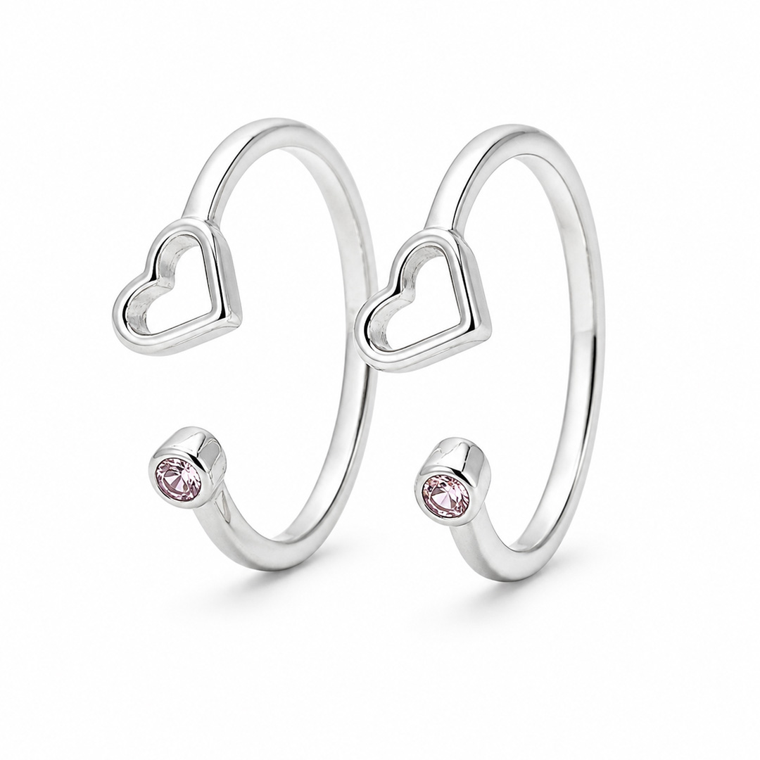 Pink Crystal Open Heart Toe Ring