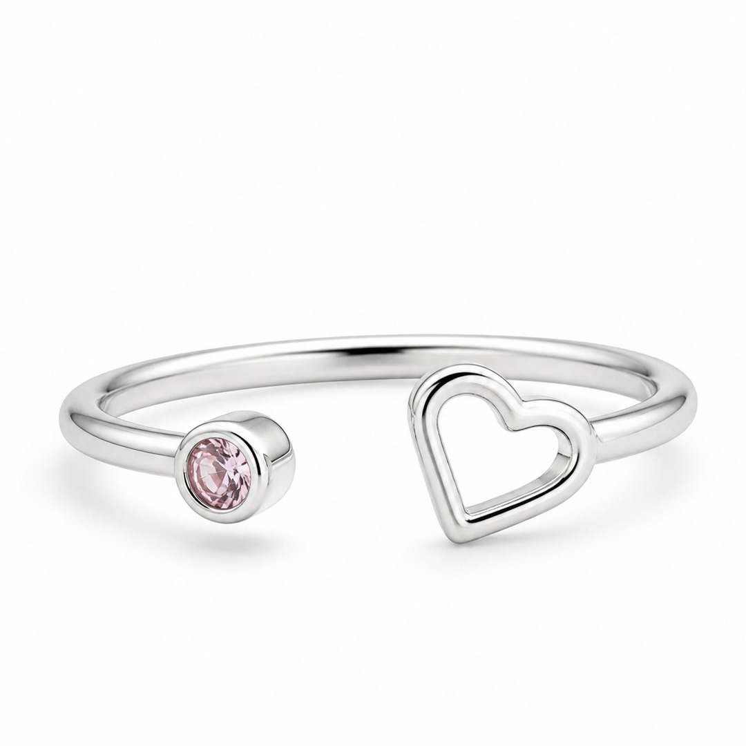 Pink Crystal Open Heart Toe Ring