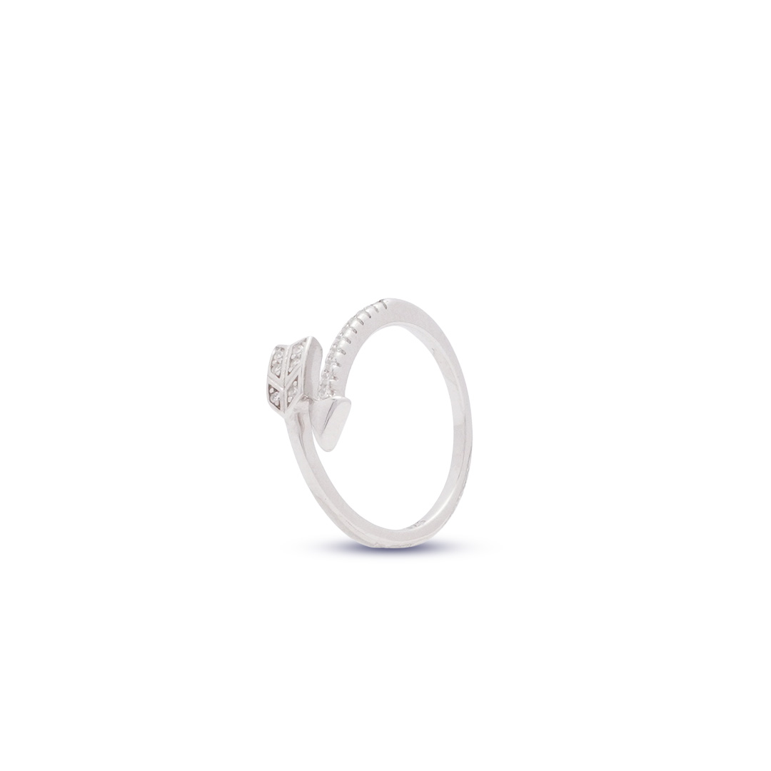 Silver-Plated Zircon Studded Arrow Ring