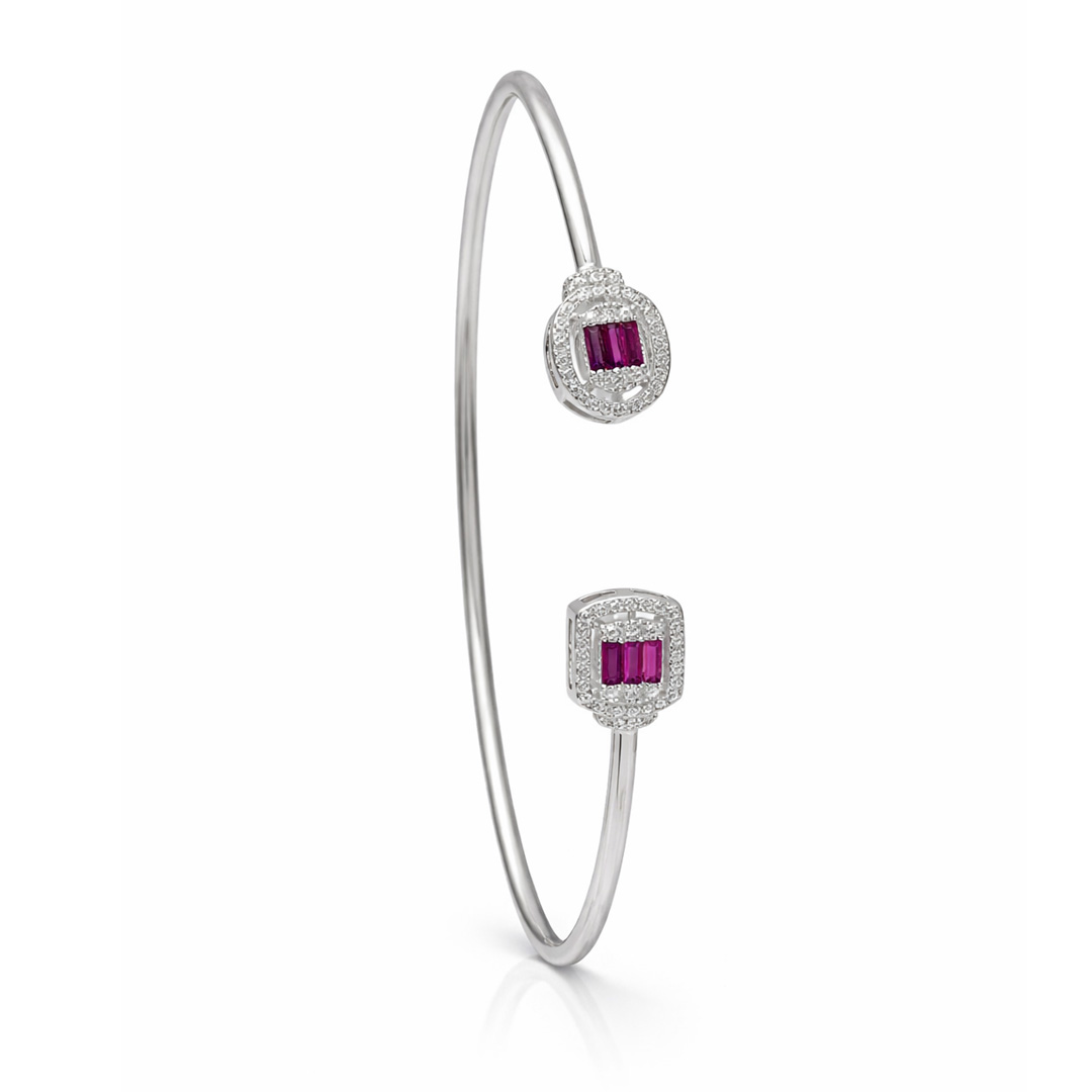 Tiny Red Bangle Bracelet with Dazzling Gemstones