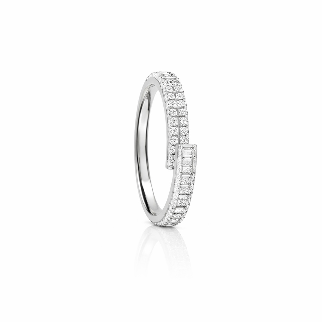 Baguette & Round Cluster Bypass Ring