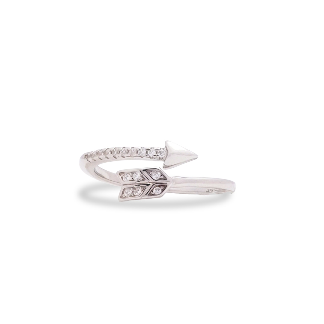 Silver-Plated Zircon Studded Arrow Ring