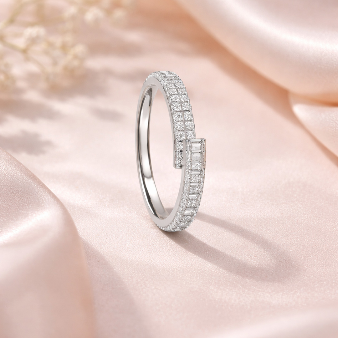 Baguette & Round Cluster Bypass Ring