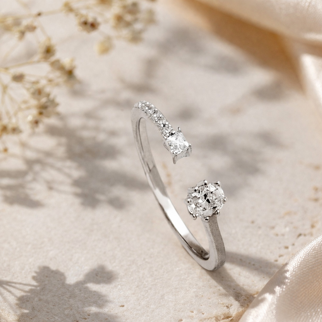 Asymmetric Dual-Cut Open Cuff Ring