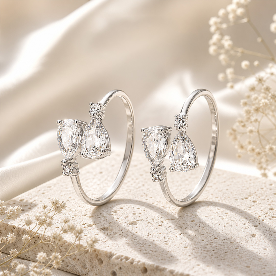 Twin Star Adjustable Silver Toe Ring