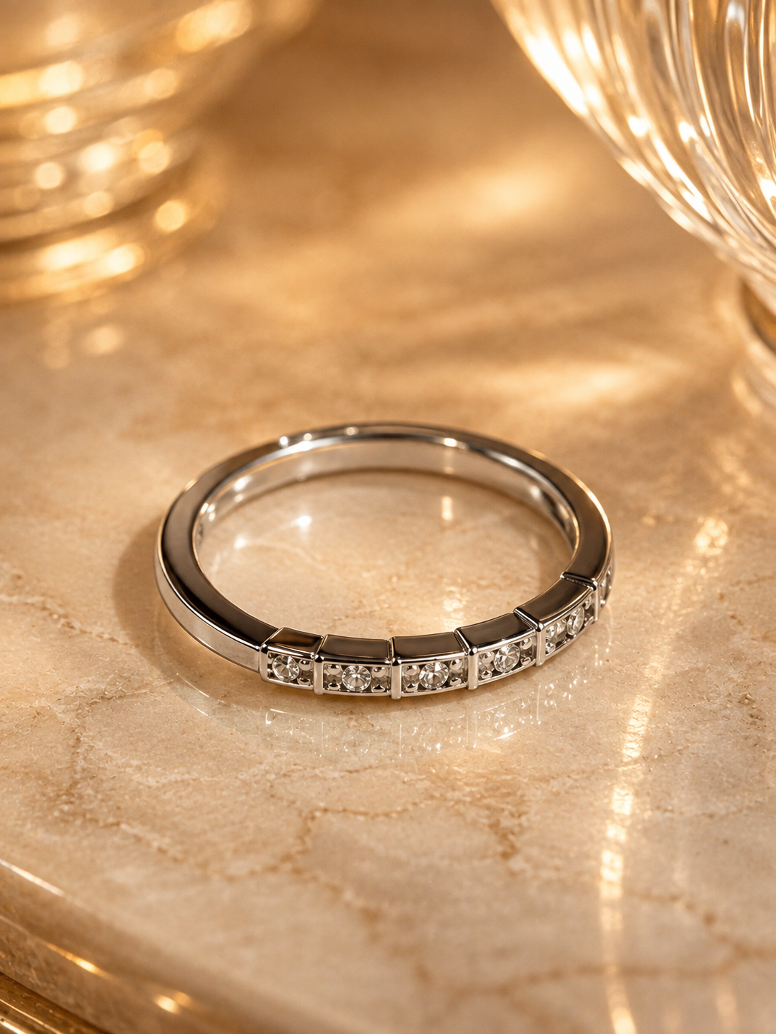 Baguette & Round Bezel Eternity Ring