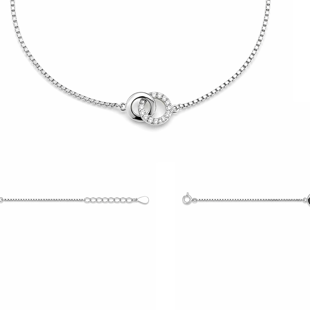 Unity Interlocking Circles Silver Bracelet