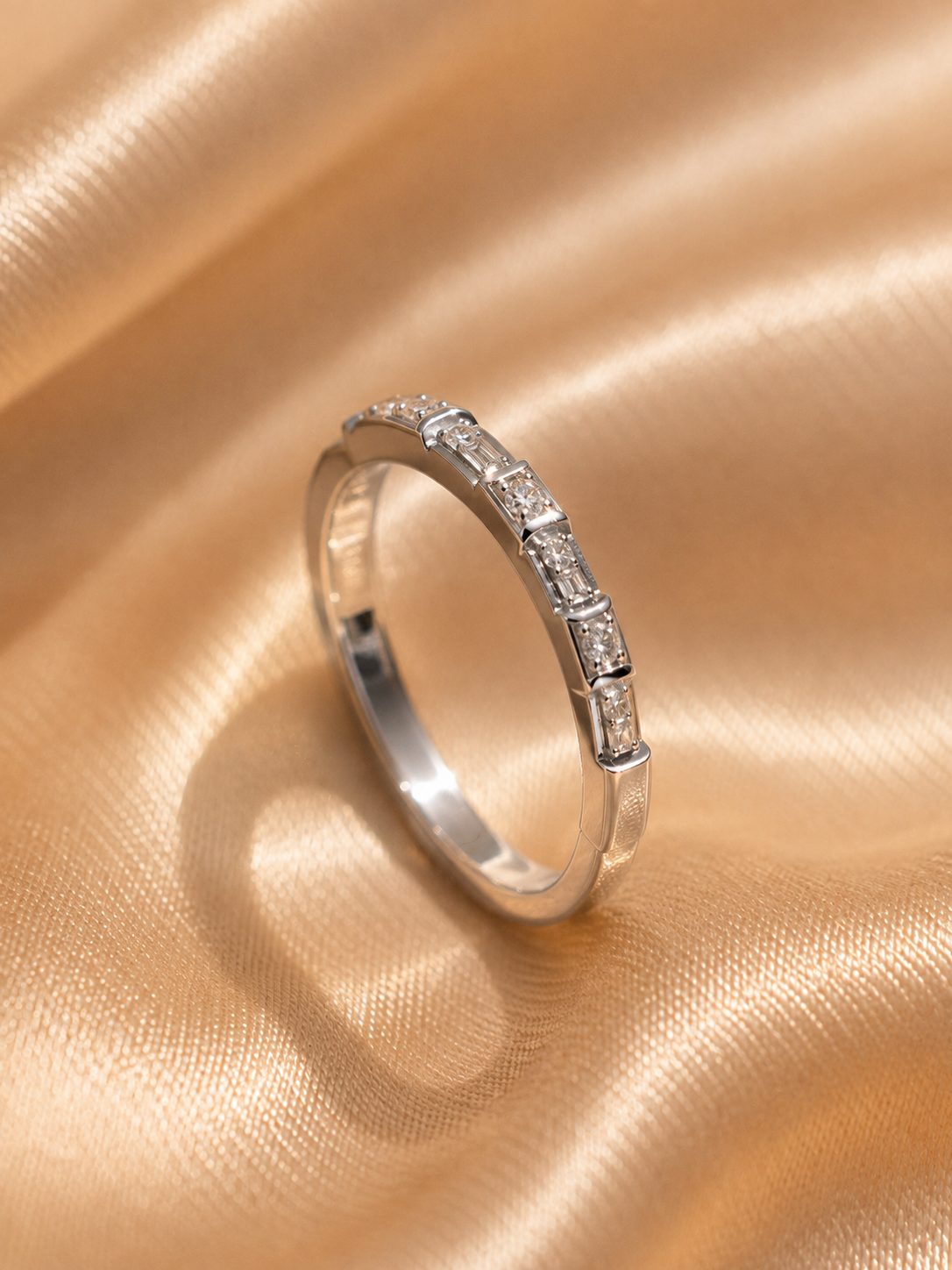 Baguette & Round Bezel Eternity Ring