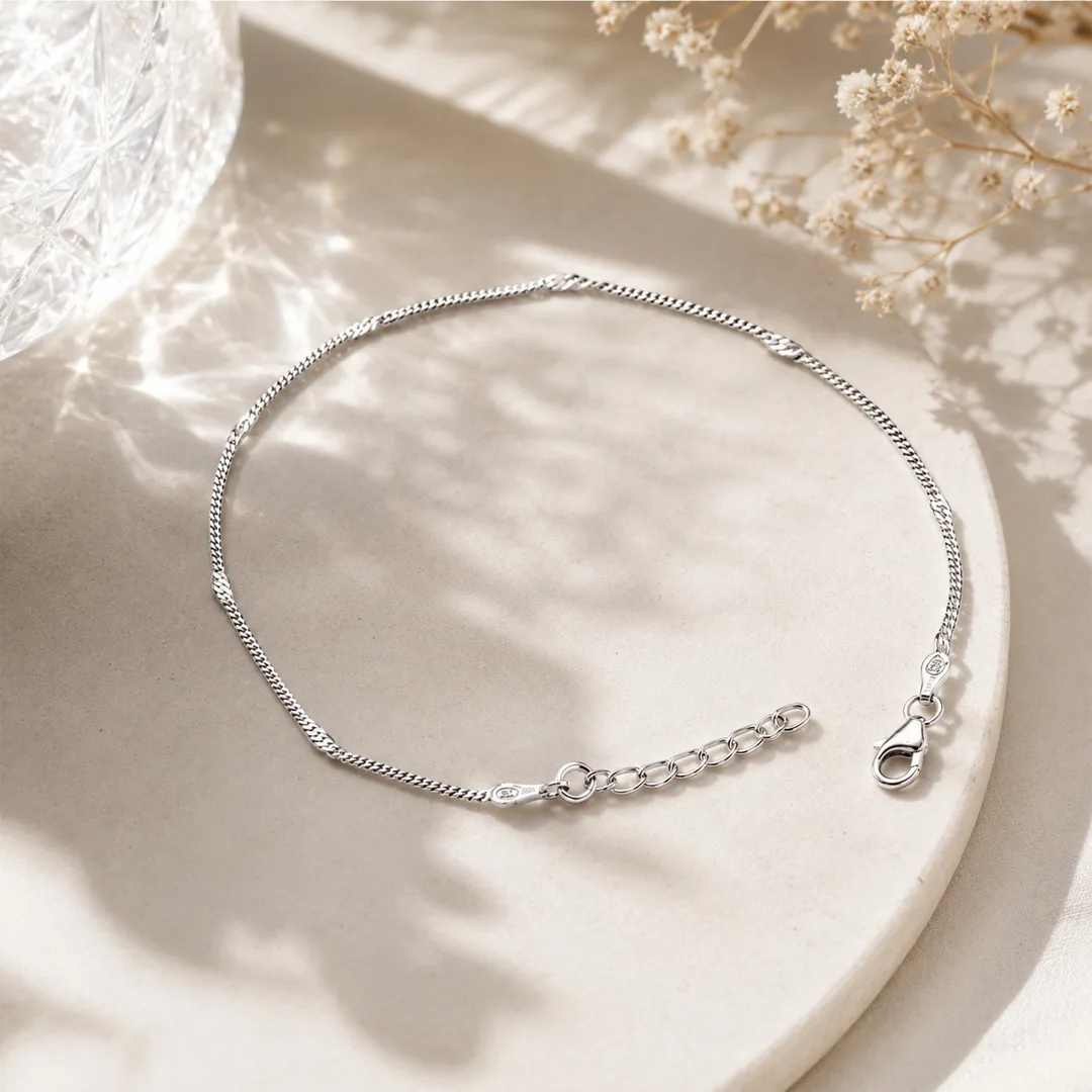 Luna Silver Flat Chain Bracelet