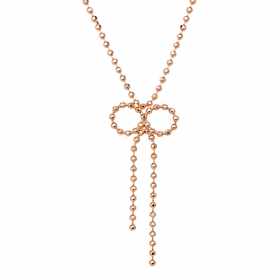 Ball Chain Bow Tassel Necklace