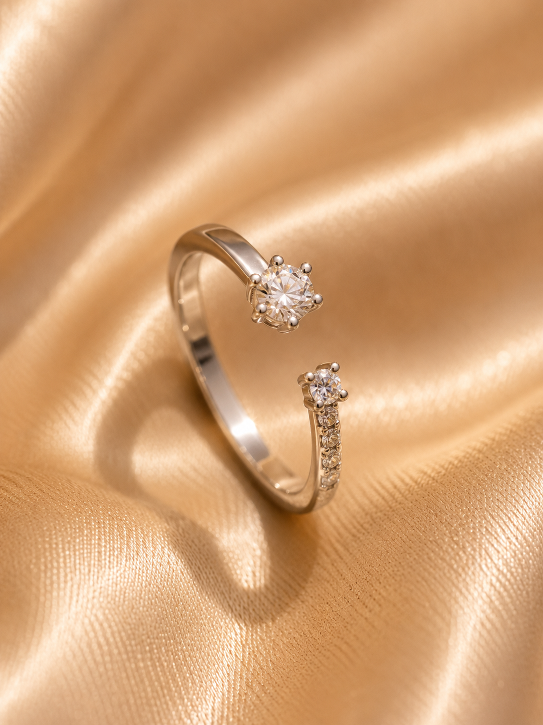 Open Solitaire Pave Ring