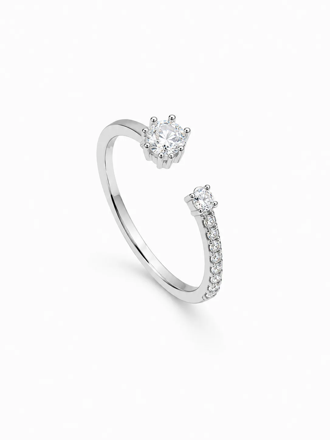 Open Solitaire Pave Ring