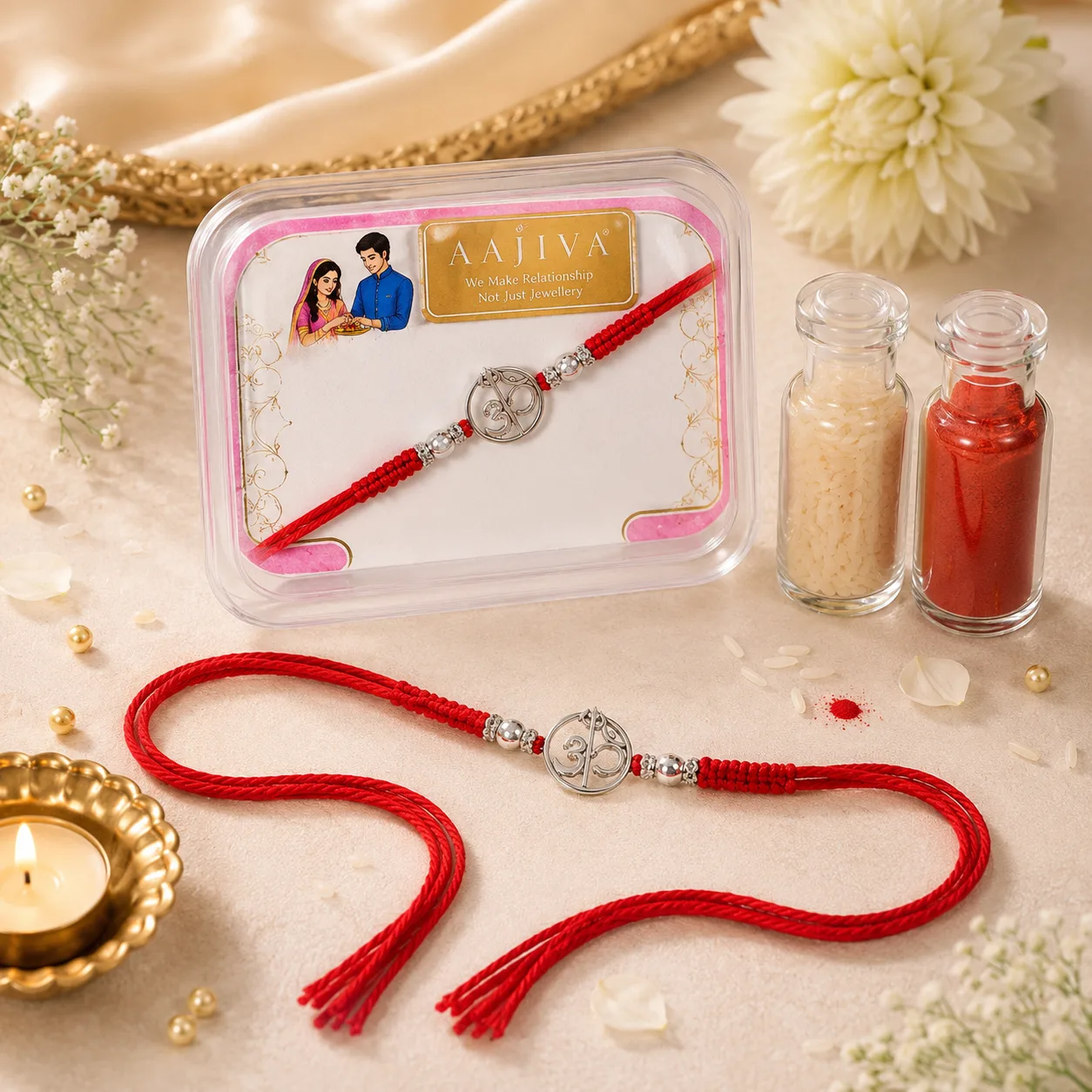 Om Vartul — Circular Silver Om Rakhi