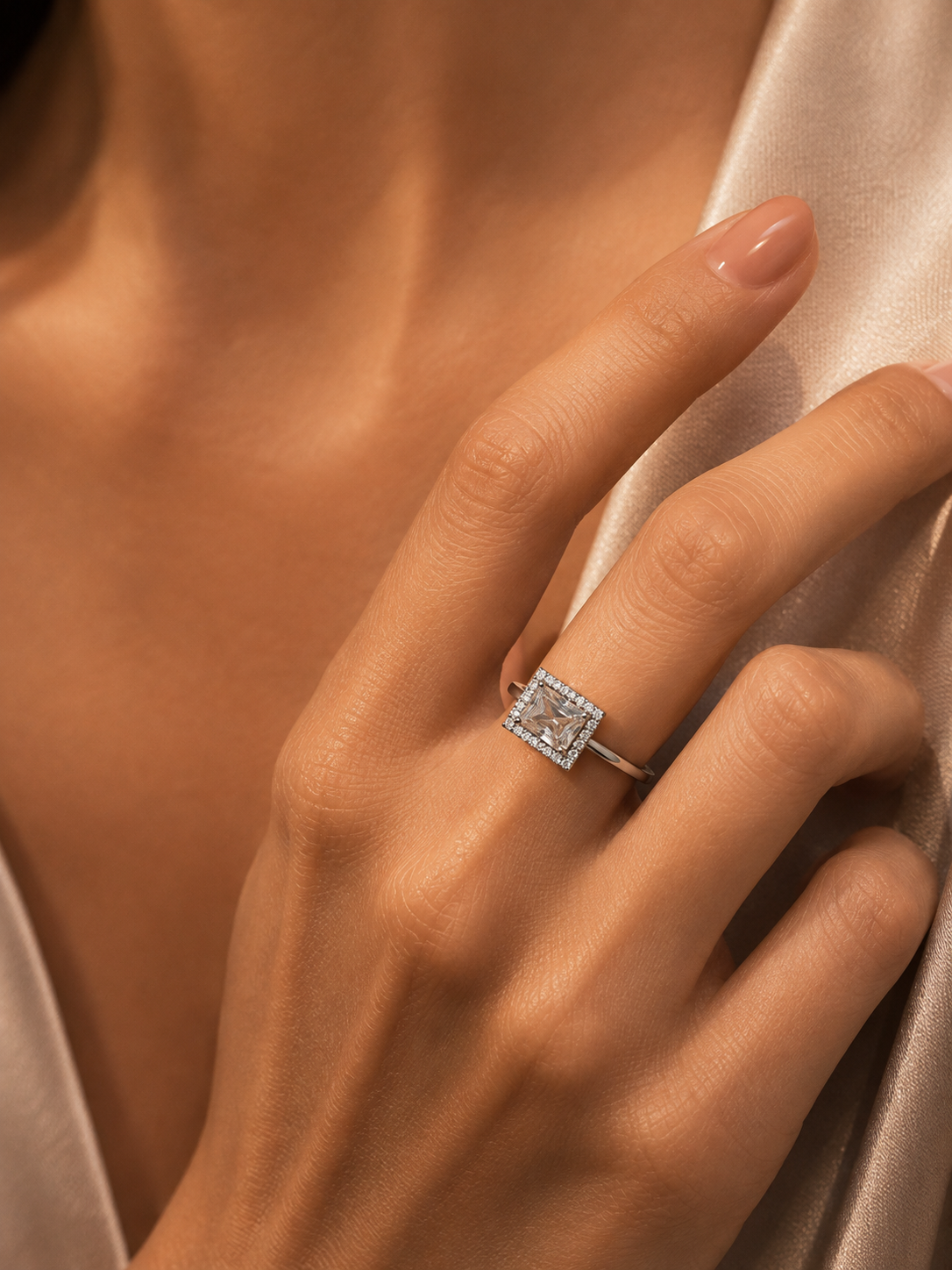 Princess Cut Halo Ring