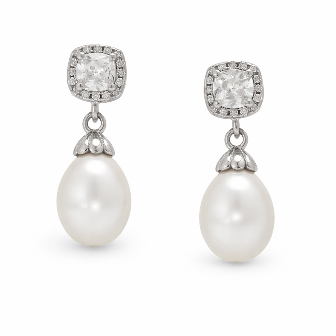Halo Stud & Pearl Drop Earrings