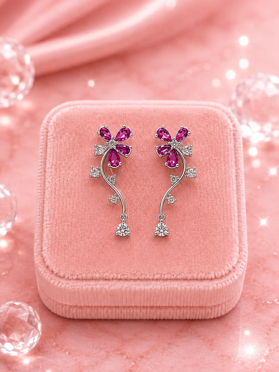 Camellia Ruby Vine Necklace & Earring Set