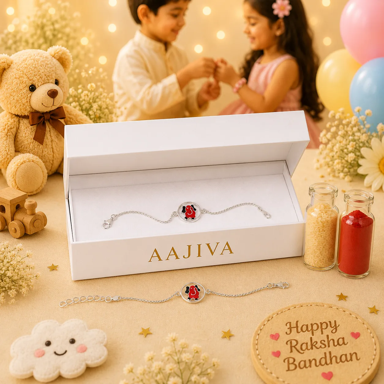 Ultra Baby Rakhi Silver Bracelet – Elephant Coin Charm