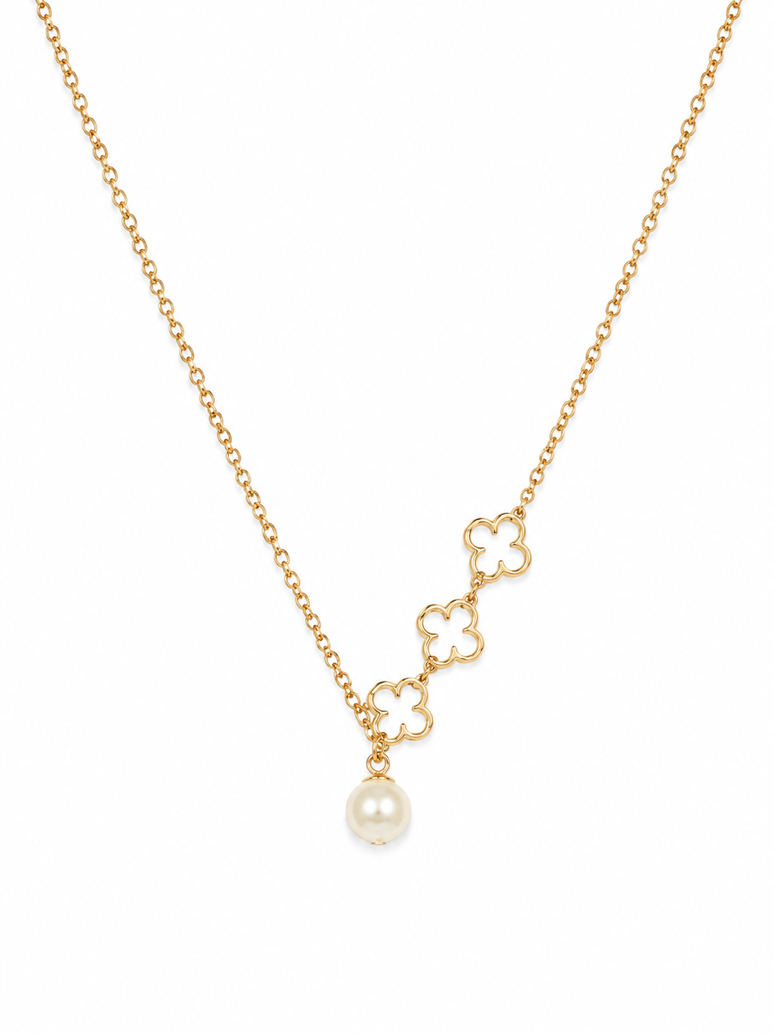 Trio Floret & Pearl Drop Necklace