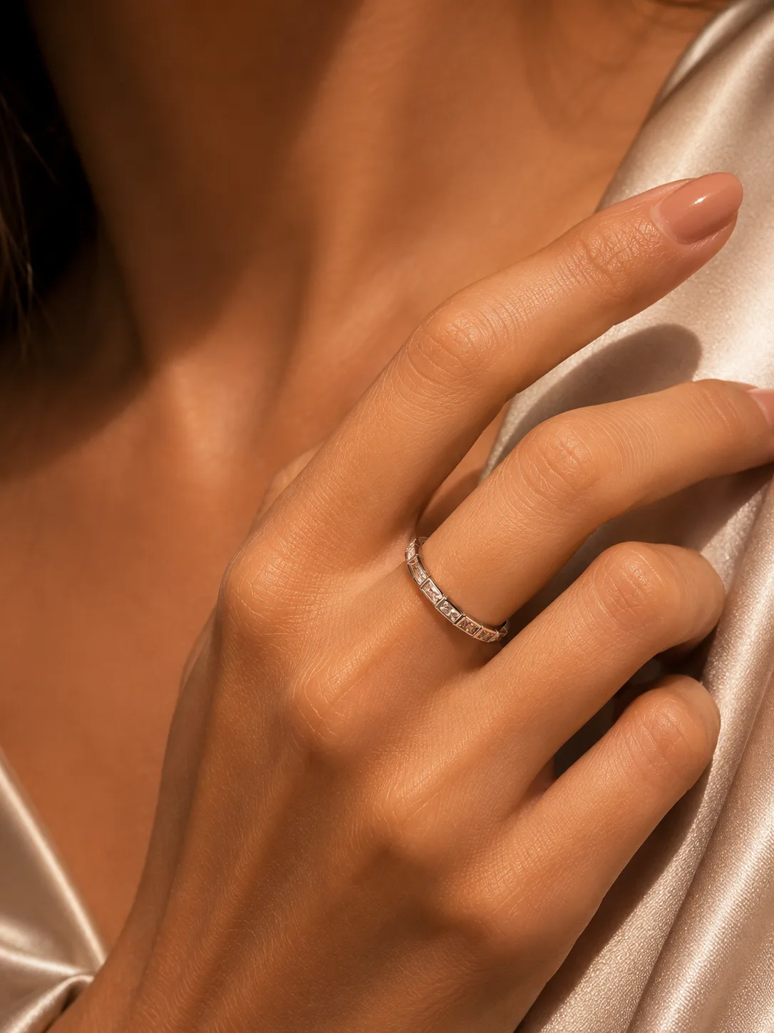 Baguette & Round Bezel Eternity Ring