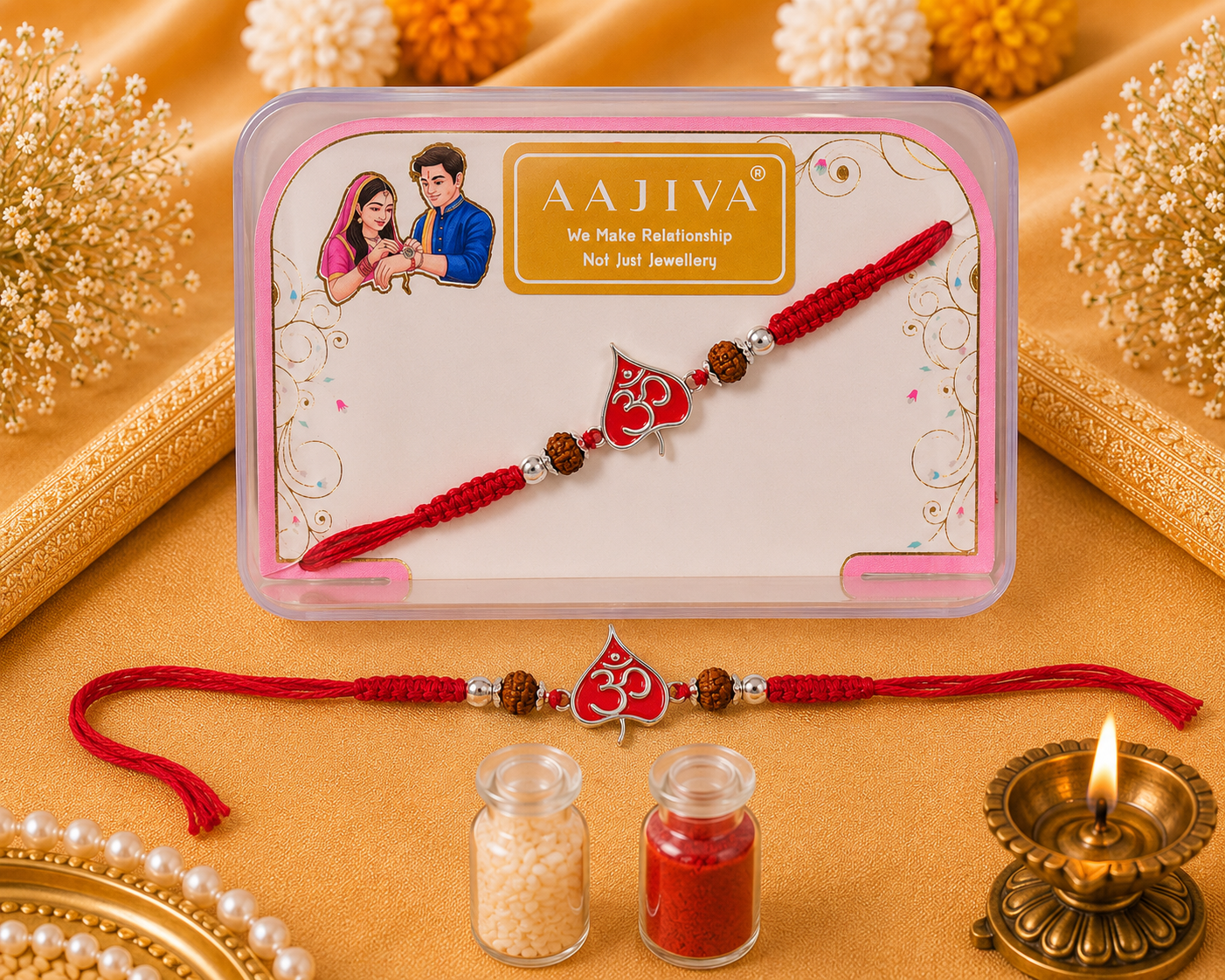 Harit Om — Leaf Charm Rakhi - Red