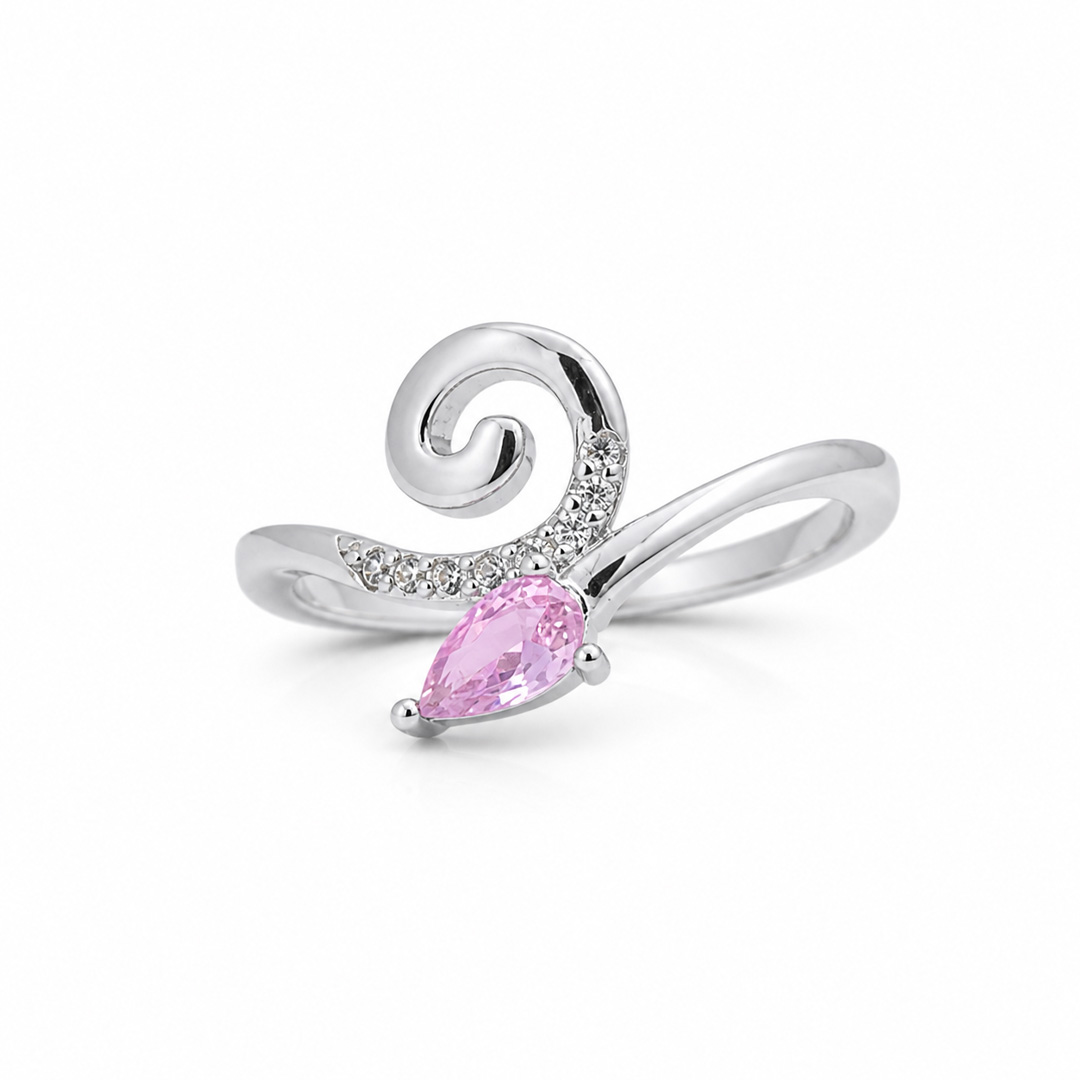 Vine Swirl Pink Pear Open Cuff Toe Ring (Pair)