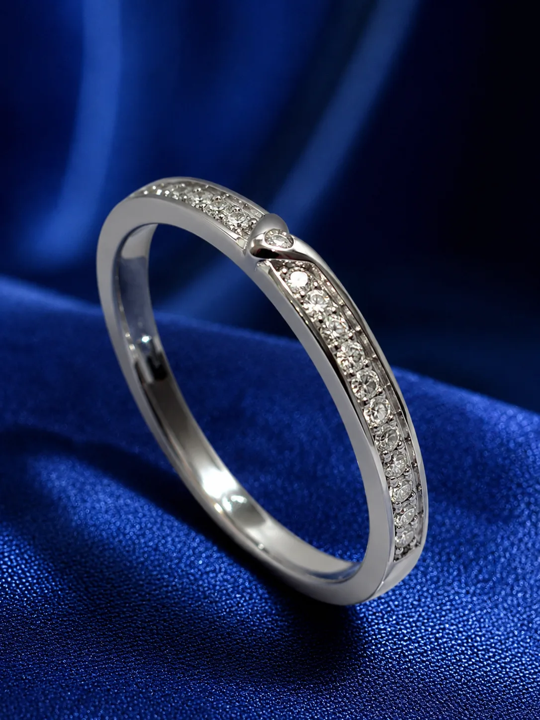 Pavé Eternity Band With Heart Accent