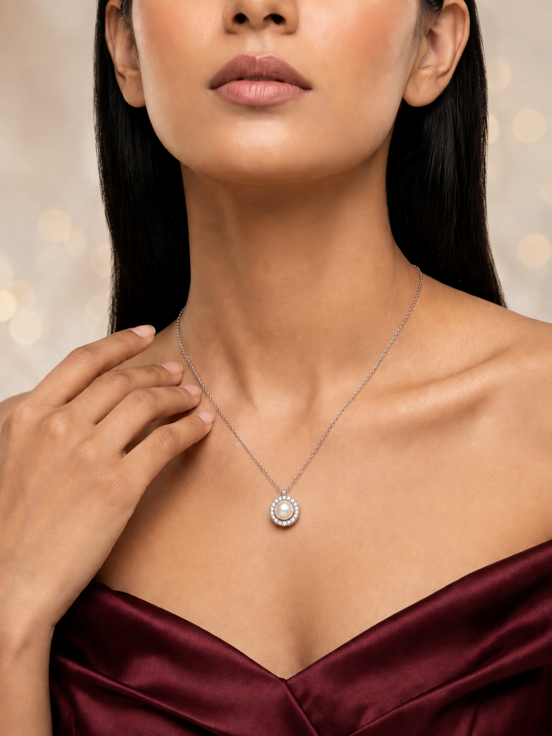 Pearl Halo Pendant Necklace