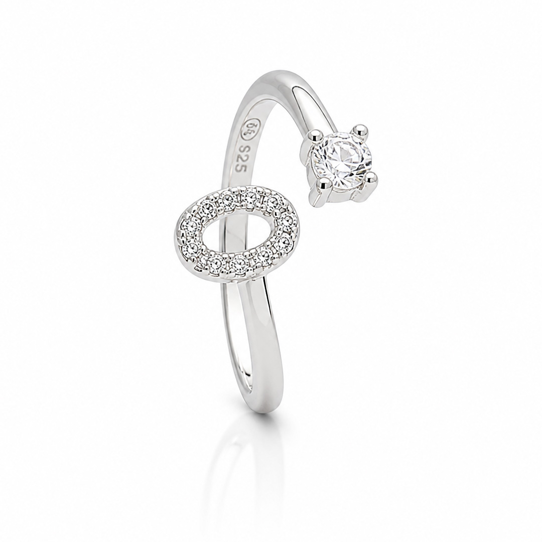 Halo Circle & Solitaire Open Cuff Toe Ring (Pair)