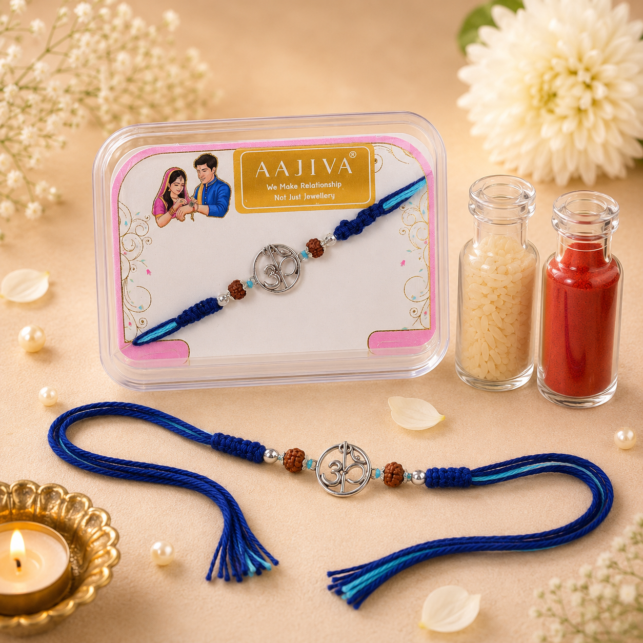Om Vartul — Circular Silver Om Rakhi