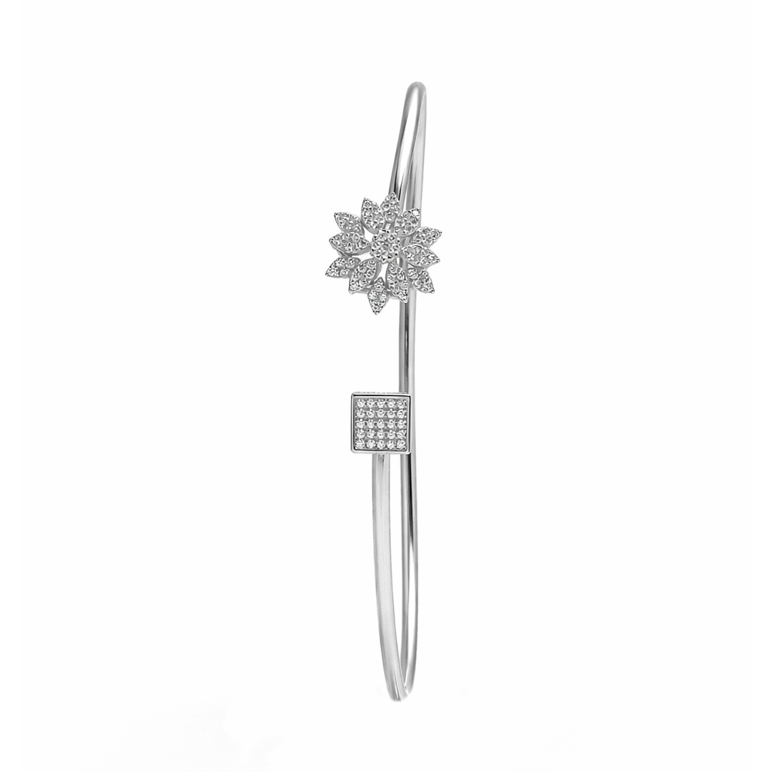 Frost Snowflake Cube Open Cuff Bracelet