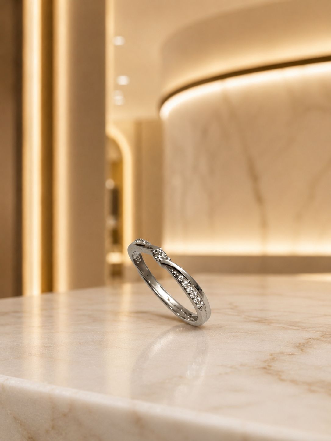 Twisted Crossover Solitaire Ring