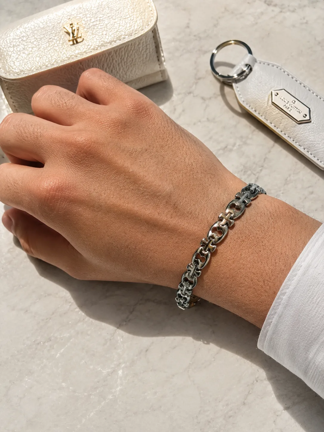 Cross & Oval Link Men's Bracelet