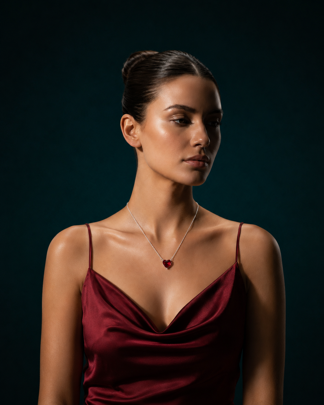 Ruby Heart Pendant Necklace