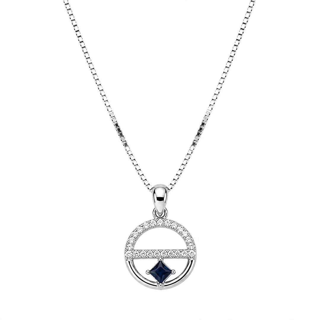 Sapphire Accent Circle Pendant