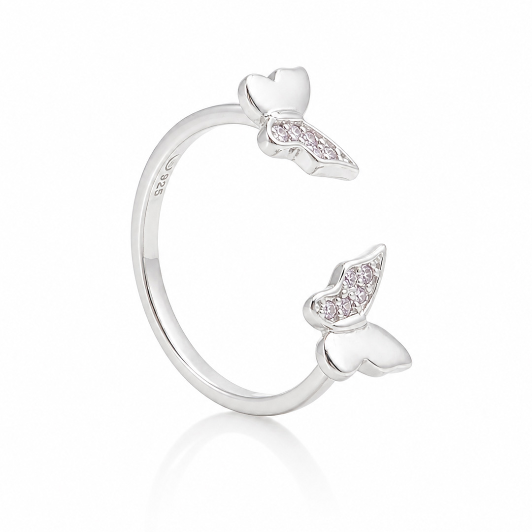 Papillon Enamel Butterfly Open Cuff Toe Ring (Pair)