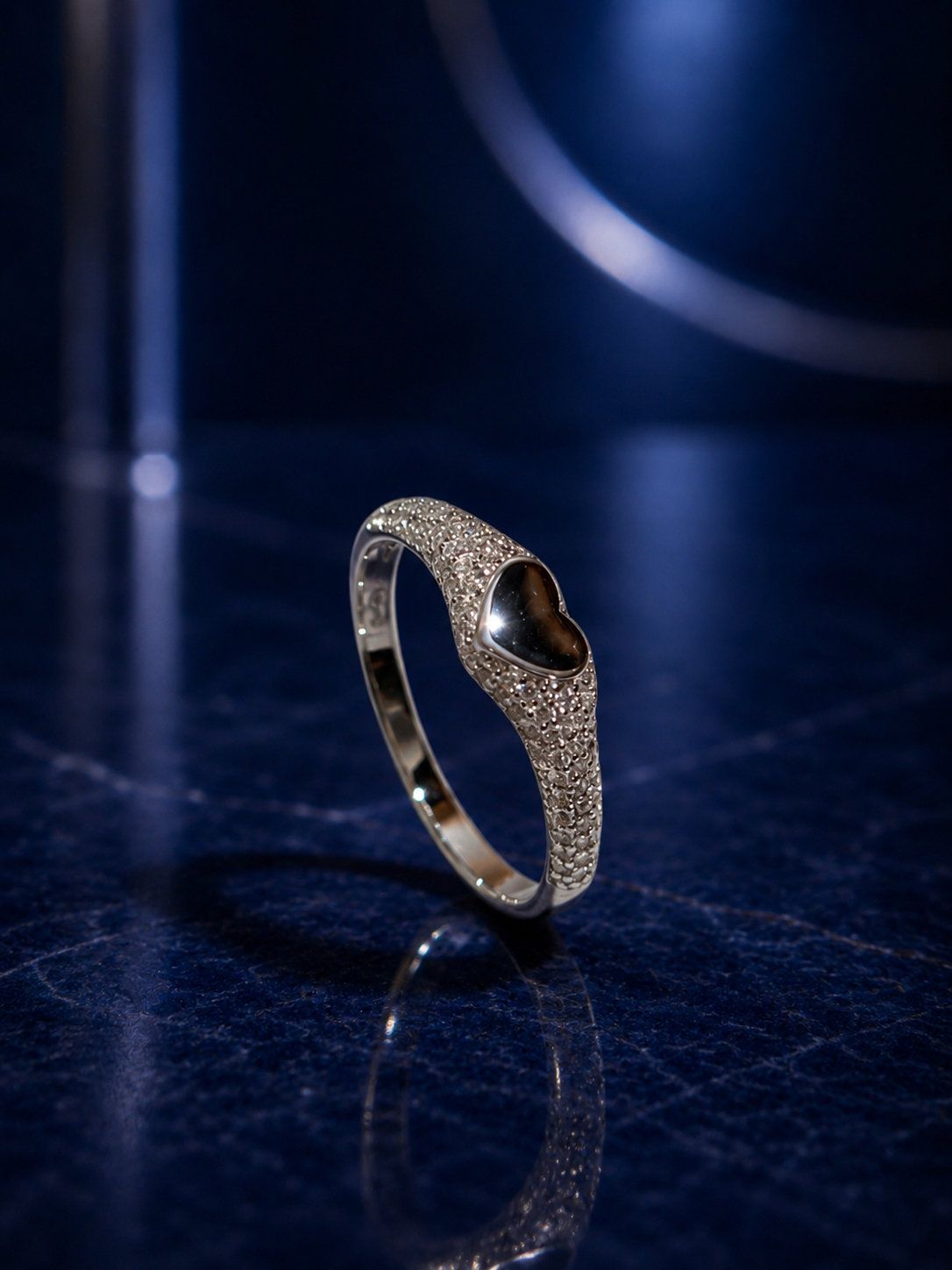 Onyx Heart Pavé Dome Ring