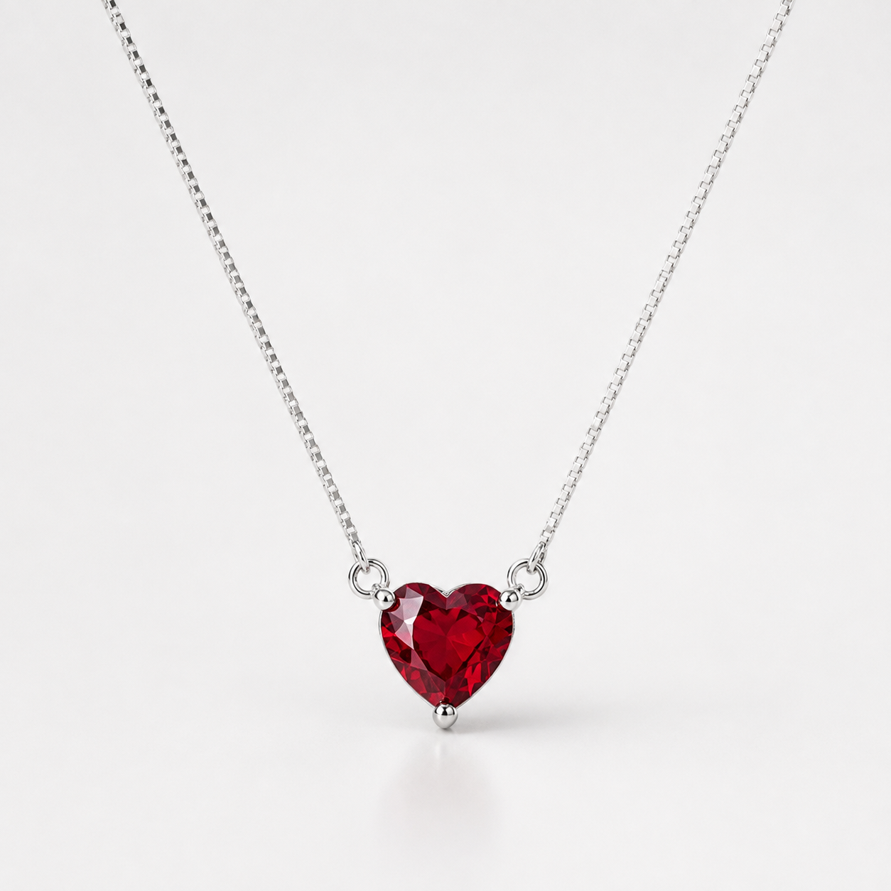 Ruby Heart Pendant Necklace