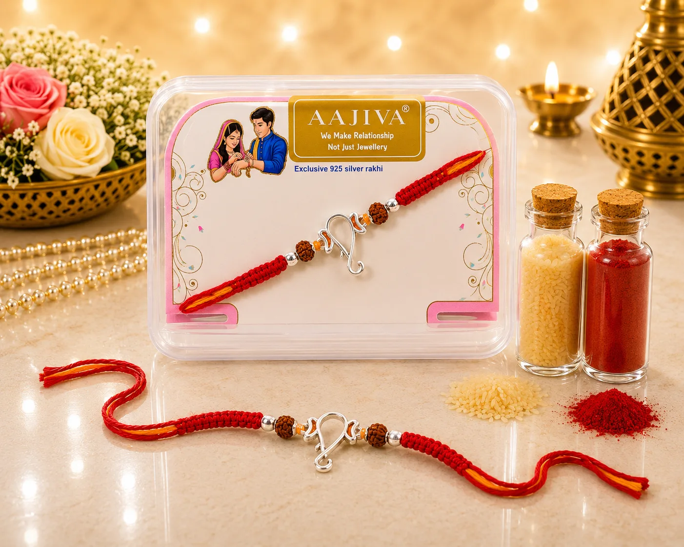 Aajiva Vinayak Silver Rakhi
