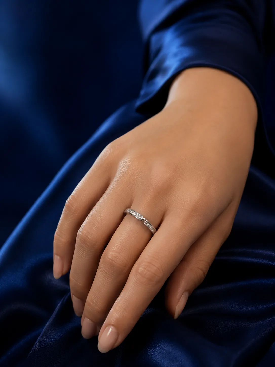 Pavé Eternity Band With Heart Accent